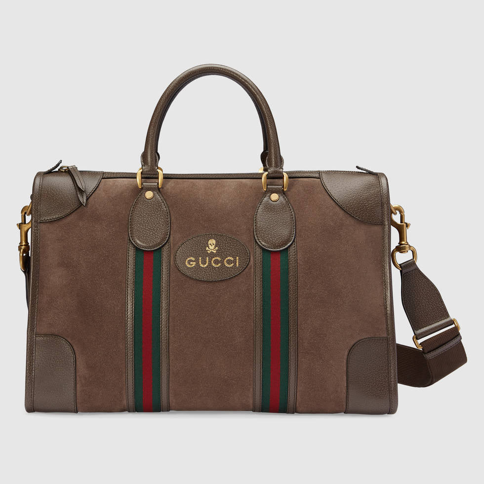 Gucci Suede Duffle Bag with Web