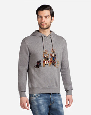 Dolce & Gabbana Cotton Sweatshirt with Designer Patches and Hood